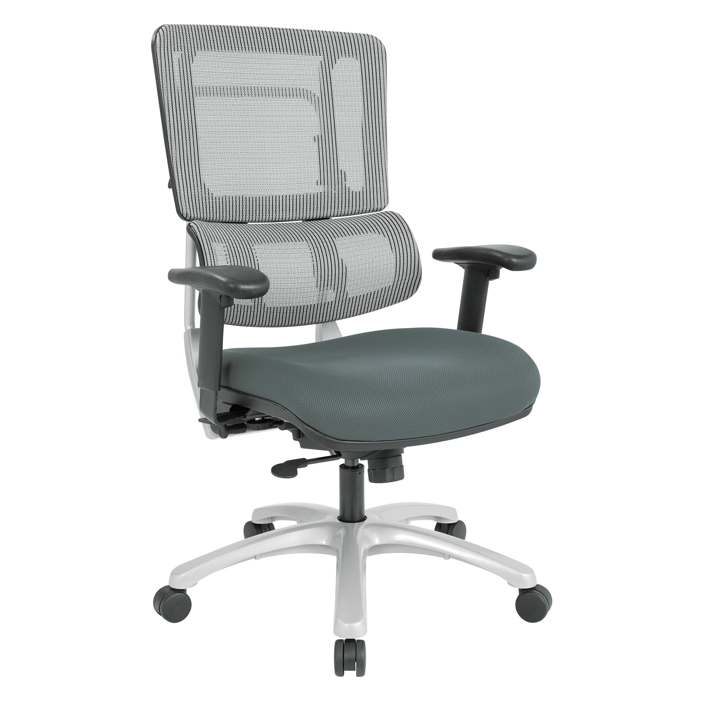 Vertical Grey Mesh Back Chair with Silver Base